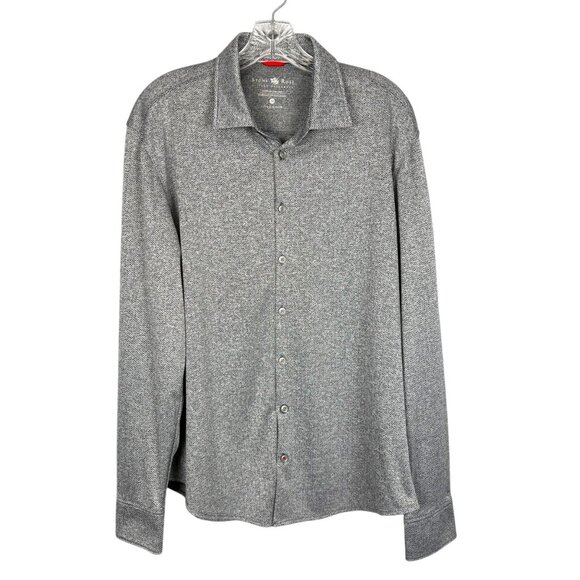 Stone Rose Mens Hi Tech Gray Herringbone Button Up Shirt Long Sleeves size M - Picture 1 of 12
